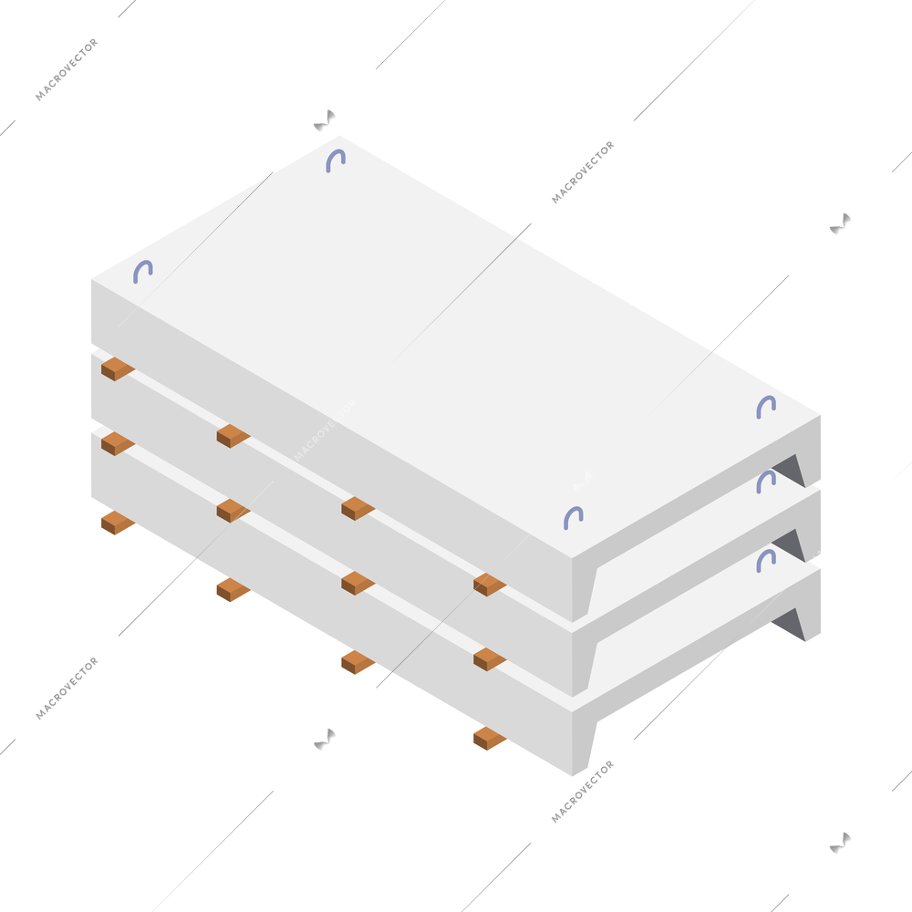 Cement production isometric icon with concrete products on pallet 3d vector illustration