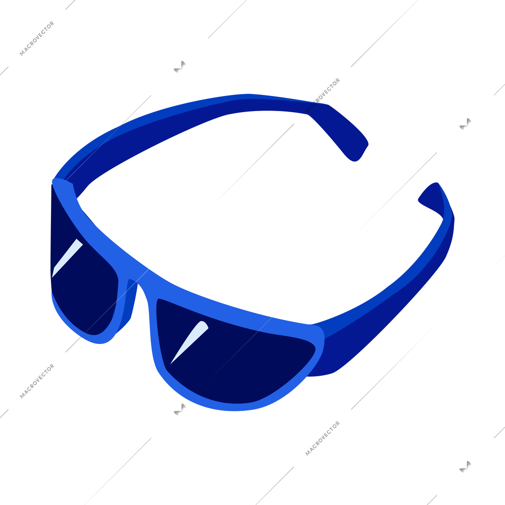 Isometric blue glasses for outdoor sport activity icon on white background vector illustration