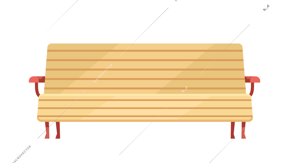 Park wooden bench in flat style vector illustration