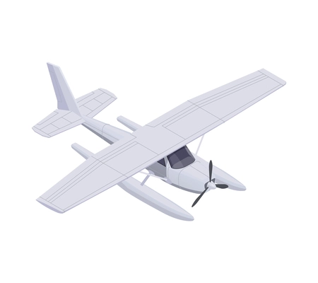 Isometric icon with white float plane on blank background vector illustration