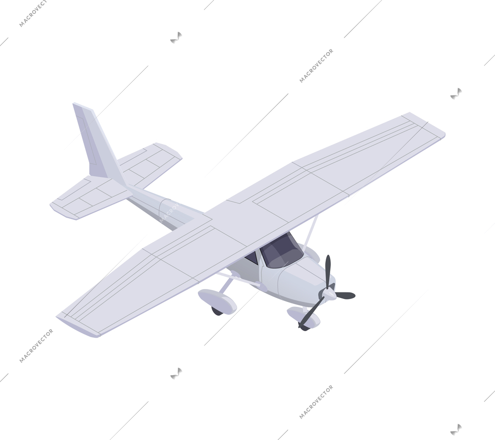 Isometric plane with propeller light air transport icon on white background vector illustration