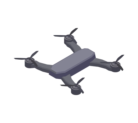 Remote controlled black quadrocopter on blank background isometric icon 3d vector illustration