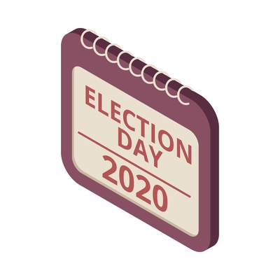 Election day isometric icon with calendar page on white background vector illustration