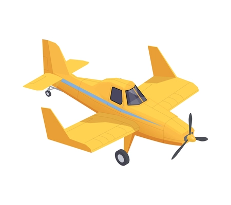 Yellow agricultural aircraft isometric icon on white background 3d vector illustration