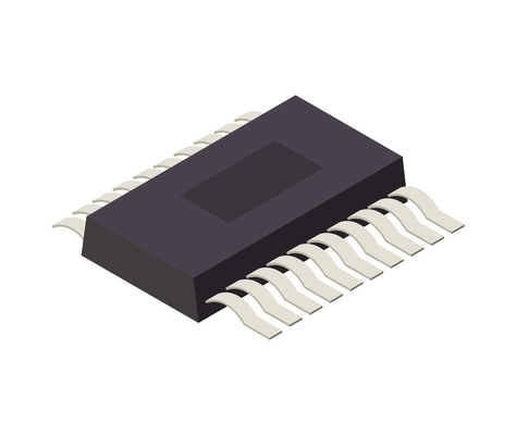 Electronic semiconductor microchip isometric icon 3d vector illustration