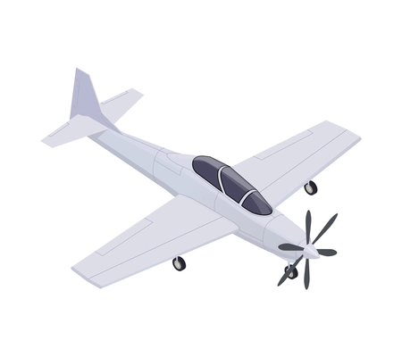 Small aircraft with propeller on blank background isometric vector illustration