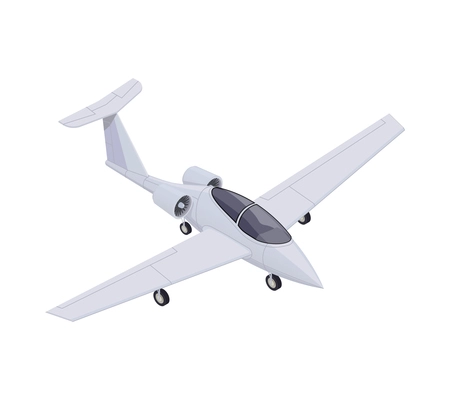Small training airplane on white background isometric 3d vector illusration