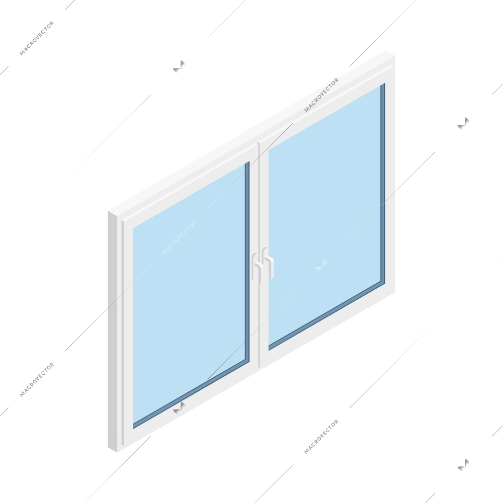 Isometric two fold pvc window on white background 3d vector illustration