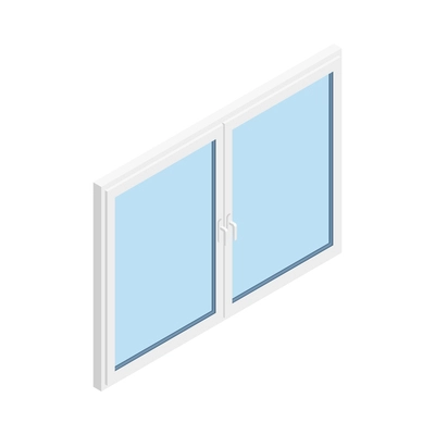 Isometric two fold pvc window on white background 3d vector illustration
