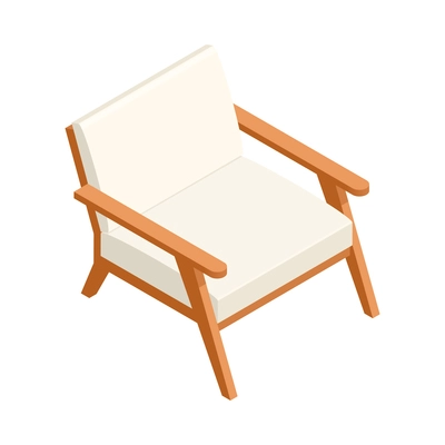 Modern loft style white armchair for living room interior isometric icon vector illustration