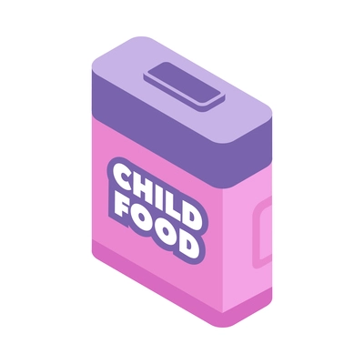 Isometric icon with box of child baby food on white background vector illustration
