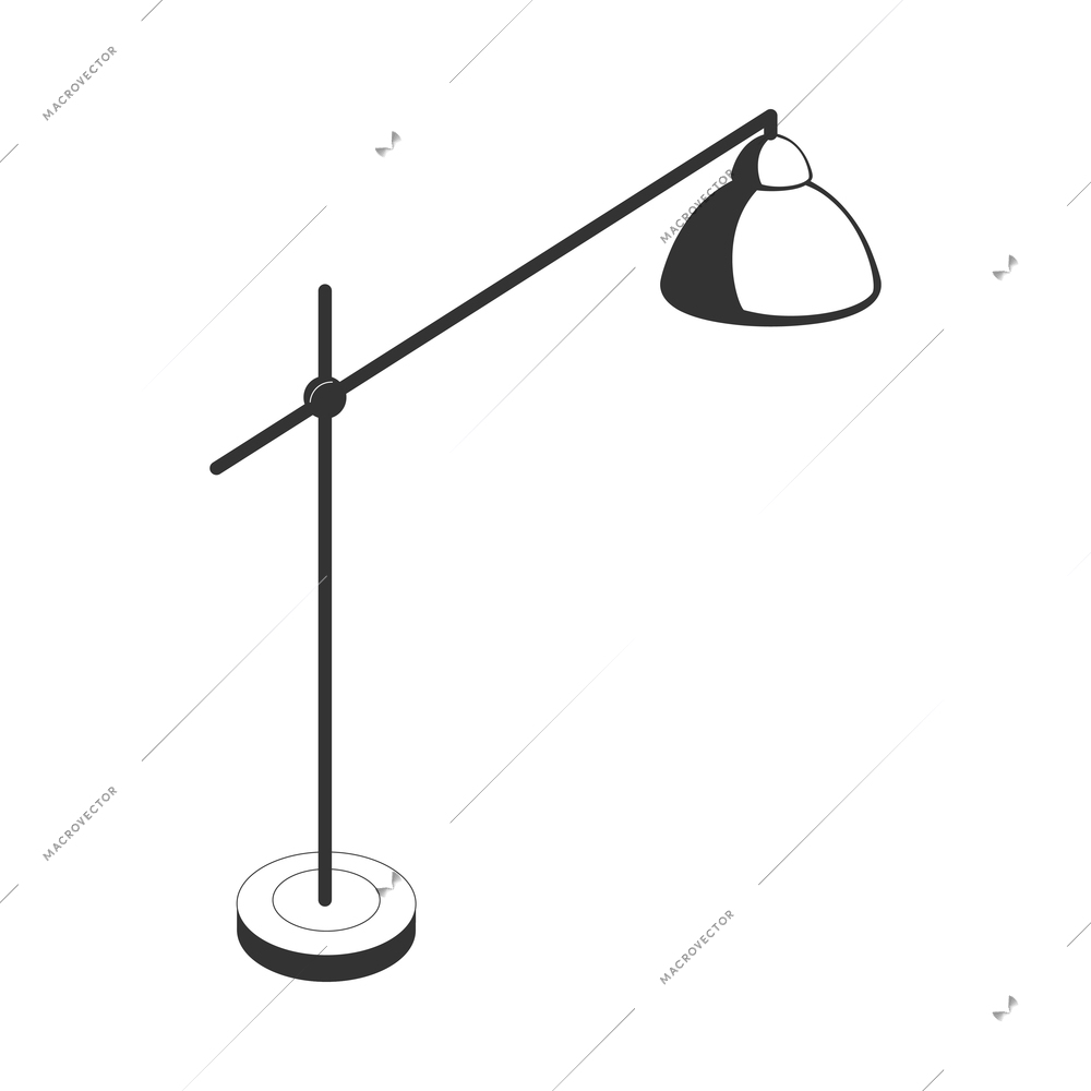 Isometric icon with modern monochrome standard lamp vector illustration