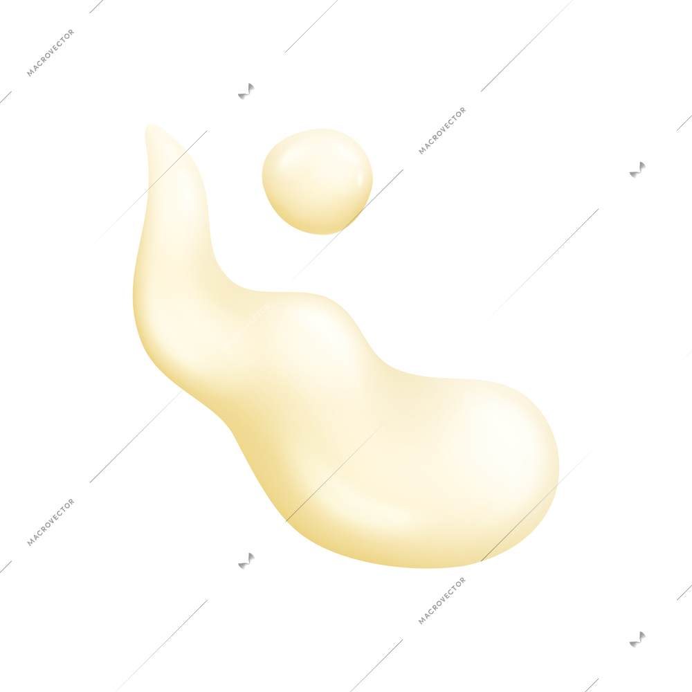 Realistic mayonnaise sauce drops on white background isolated vector illustration