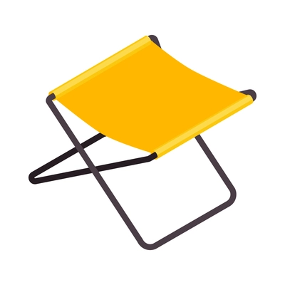 Isometric yellow camping folding stool icon on white background 3d vector illustration