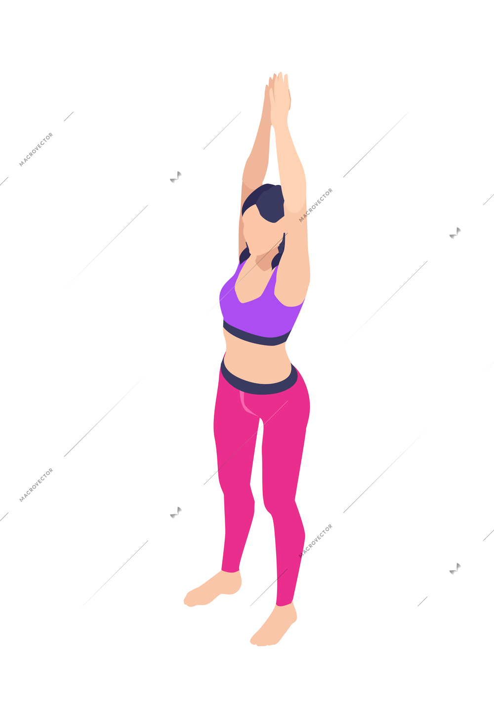 Woman practicing yoga isometric icon on white background vector illustration