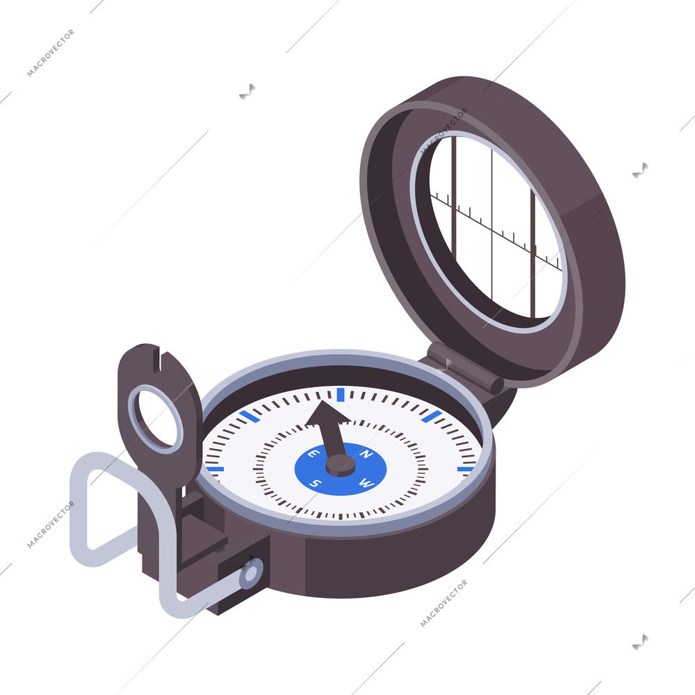 Compass 3d isometric icon on white background vector illustration