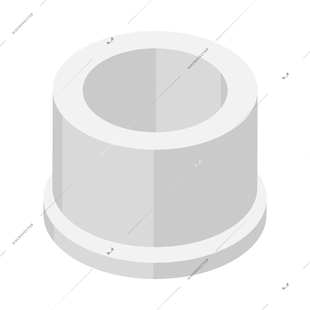 Cement production isometric icon with reinforced concrete pipe 3d vector illustration