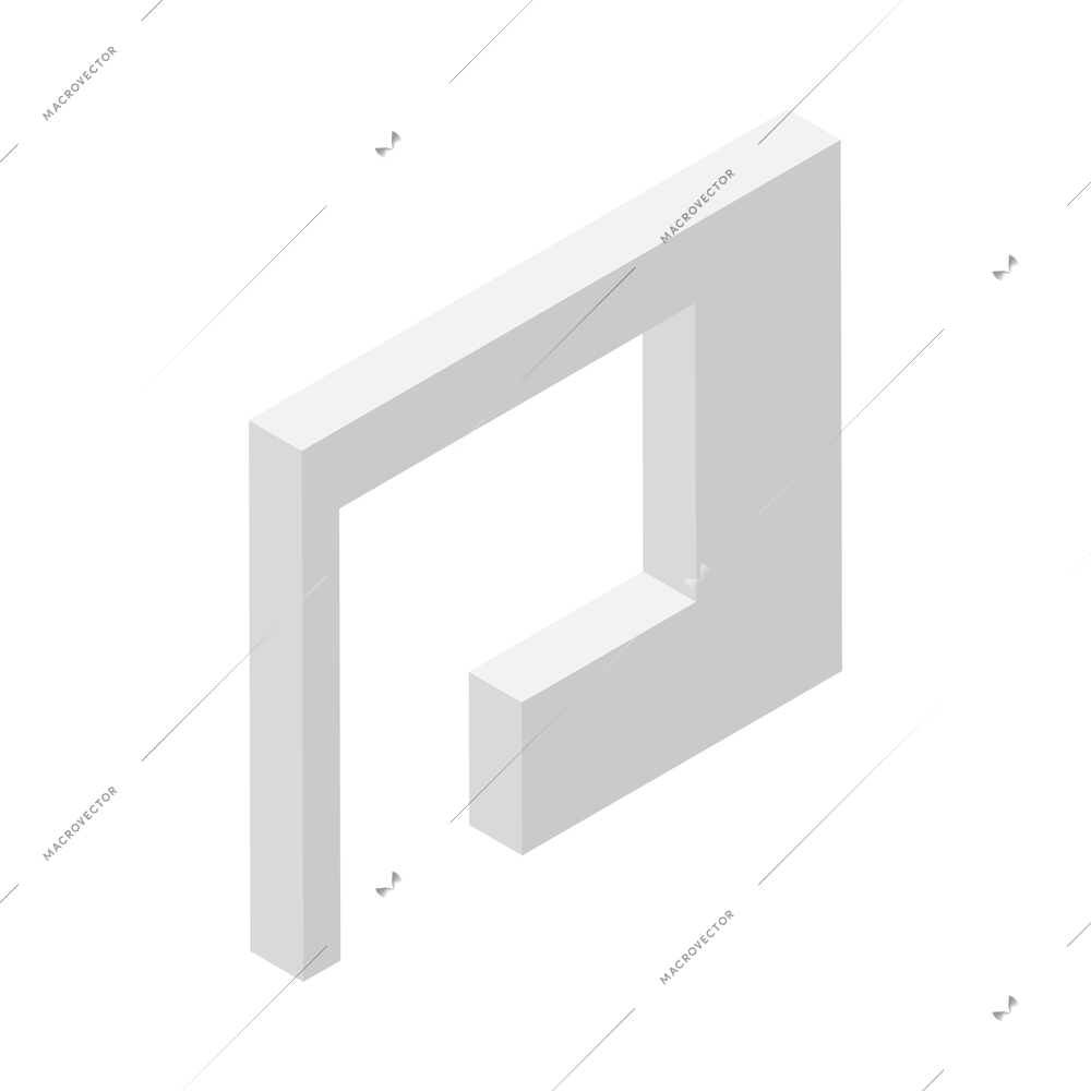 Concrete cement production isometric icon with 3d reinforced product for construction vector illustration