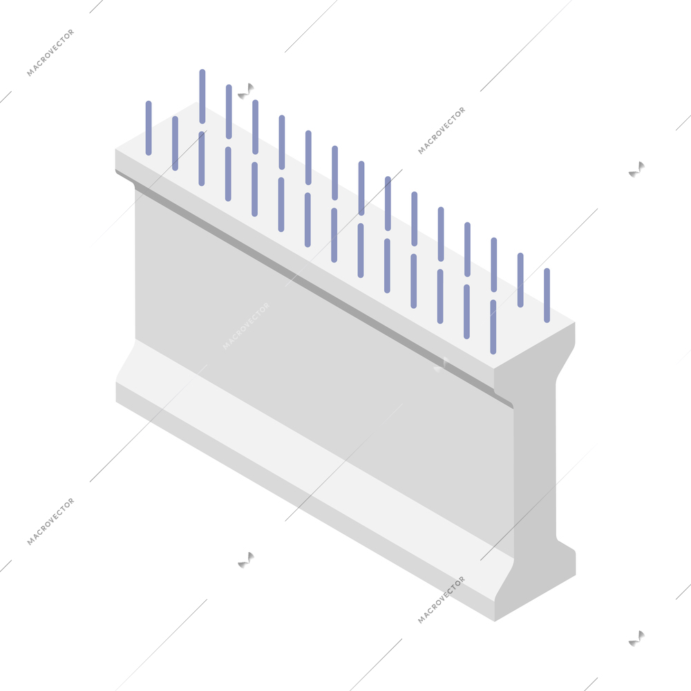 Concrete cement production isometric icon with reinforced structure 3d vector illustration