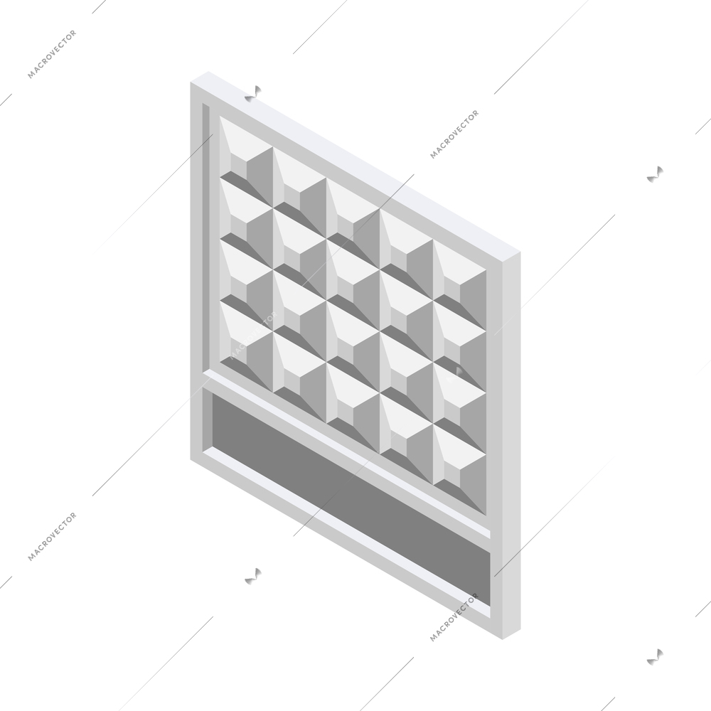 Isometric cement production icon with concrete panel on white background 3d vector illustration