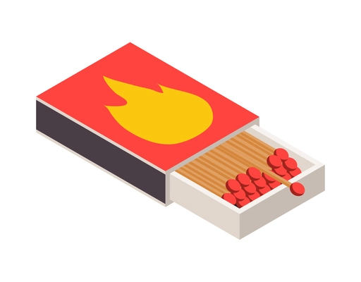 Isometric box of matches icon on white background vector illustration