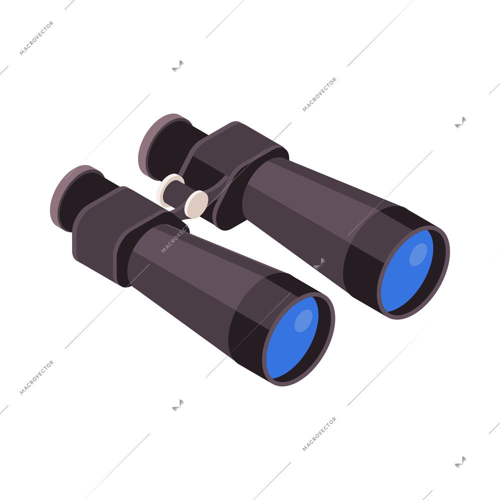 Binoculars 3d isometric icon on white background vector illustration