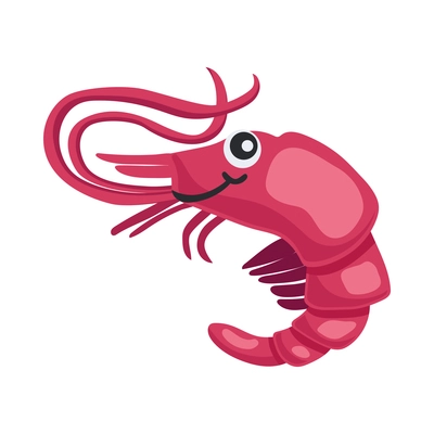 Cute color prawn cartoon icon on white background vector illustration