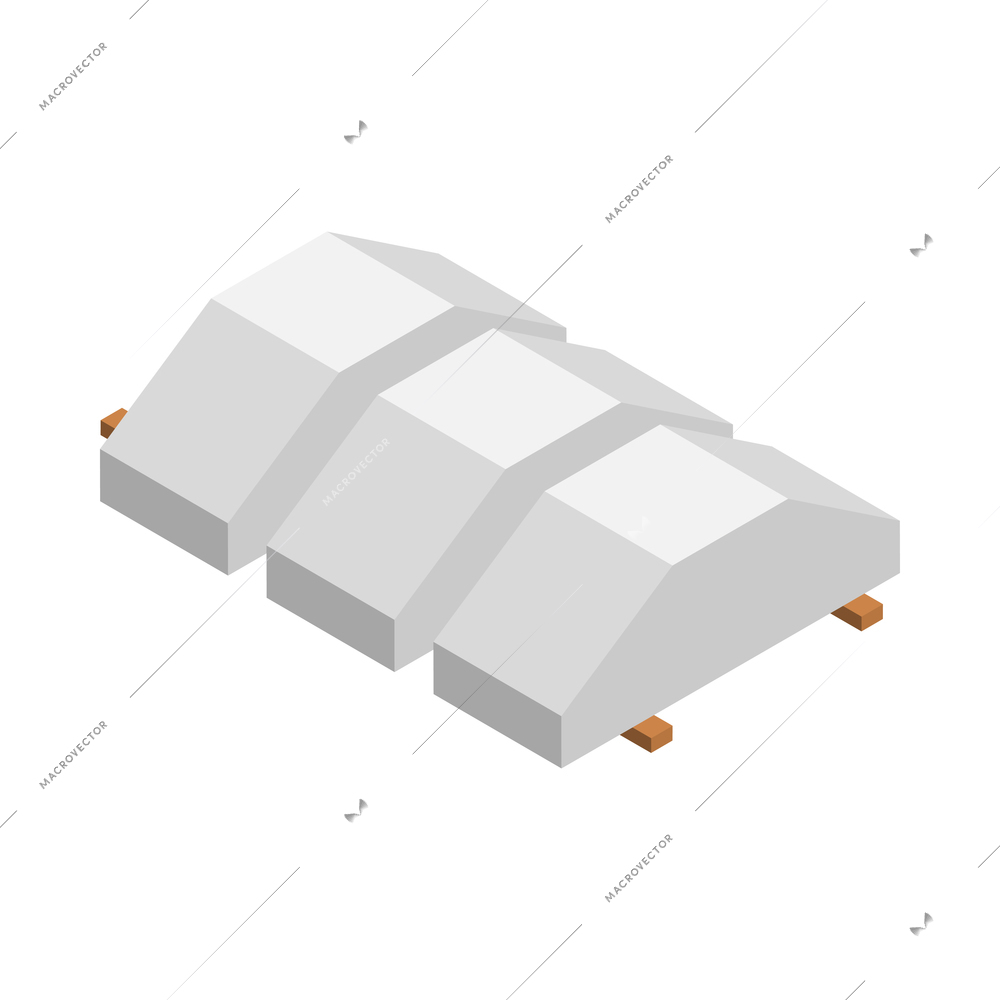 Concrete cement production isometric icon with reinforced blocks on pallet vector illustration