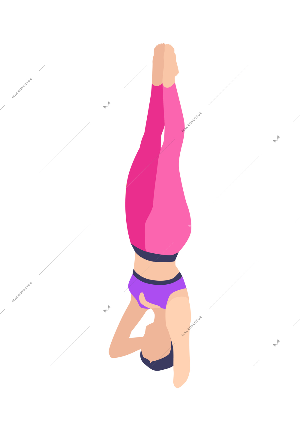 Isometric icon with woman doing yoga position 3d vector illustration