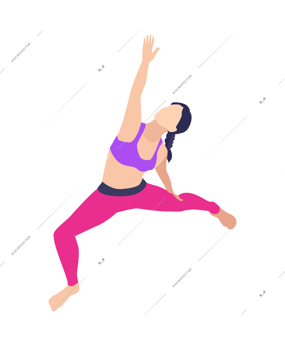 Woman performing gate yoga pose isometric icon vector illustration