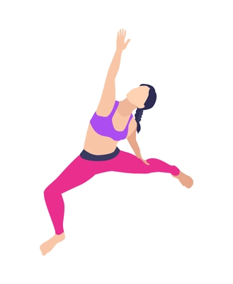 Woman performing gate yoga pose isometric icon vector illustration