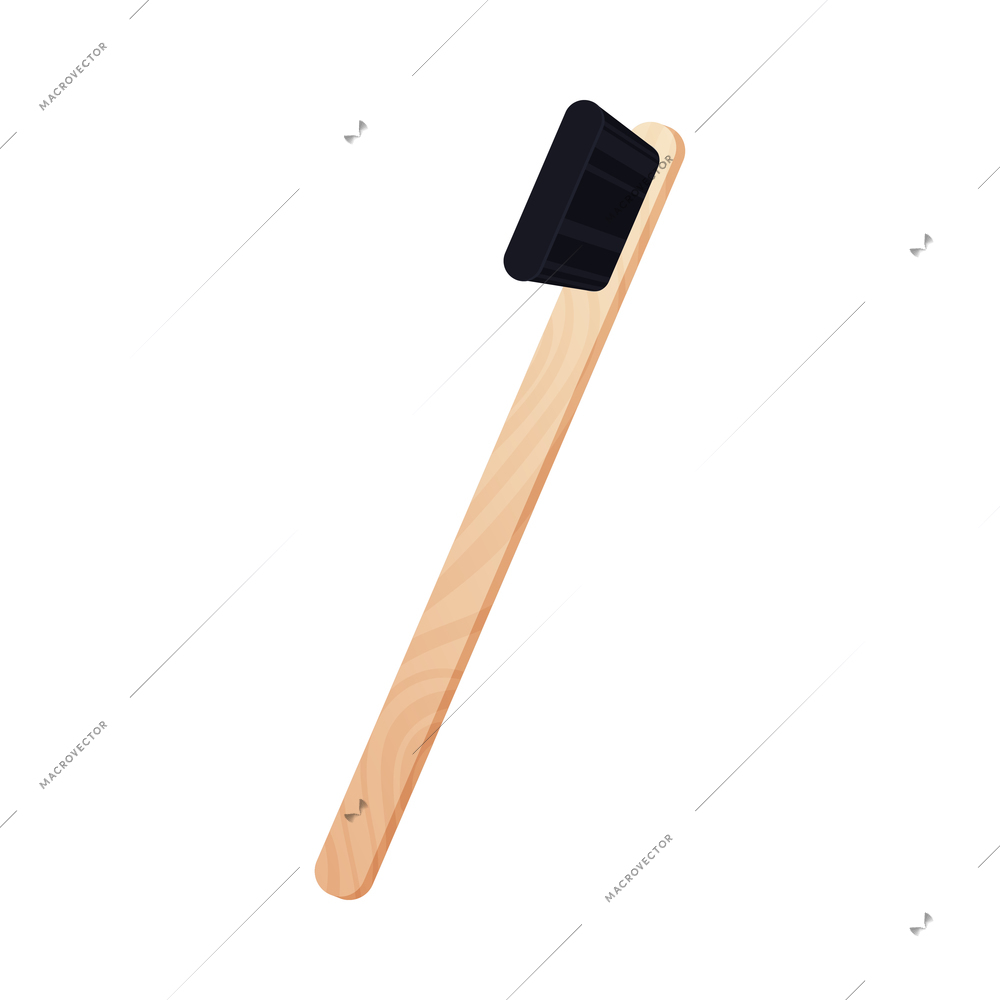 Flat eco friendly bamboo toothbrush on white background vector illustration