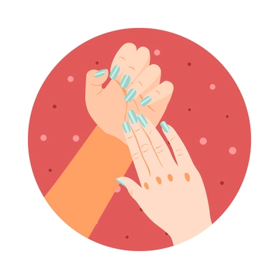 Isometric manicure icon of female hands with painted nails 3d vector illustration