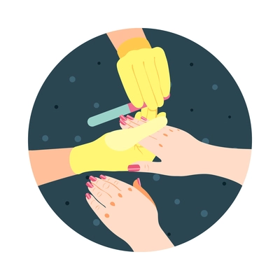 Manicure isometric icon with manicurist filing nails 3d vector illustration