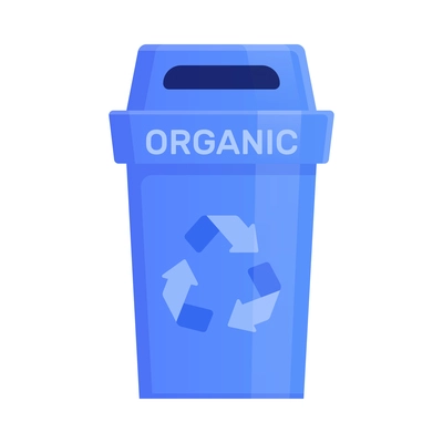 Blue outdoor garbage container in flat style for organic waste vector illustration