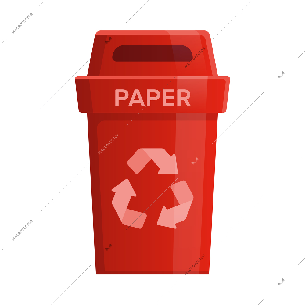 Red garbage container in flat style for paper waste vector illustration