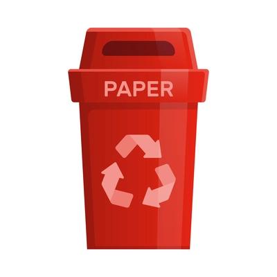 Red garbage container in flat style for paper waste vector illustration