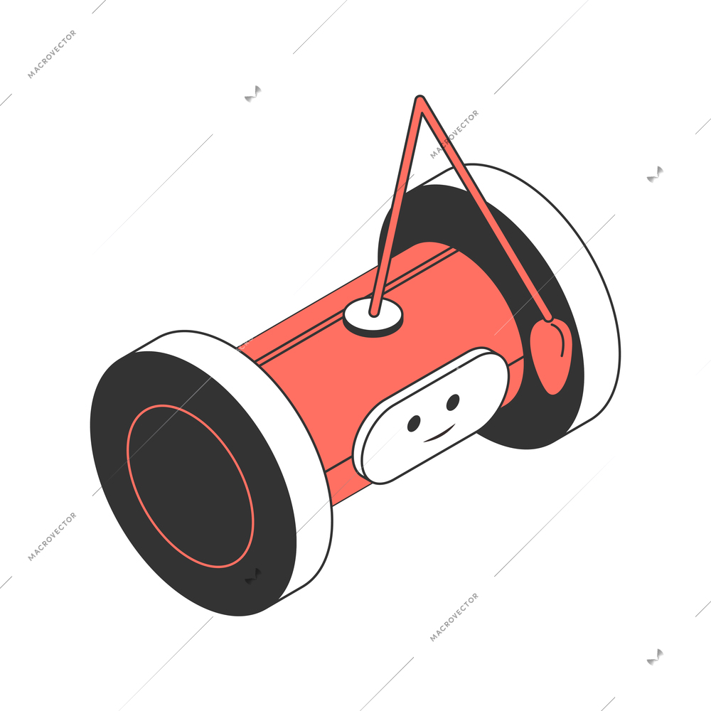 Cute robotic helper icon in isometric style 3d vector illustration