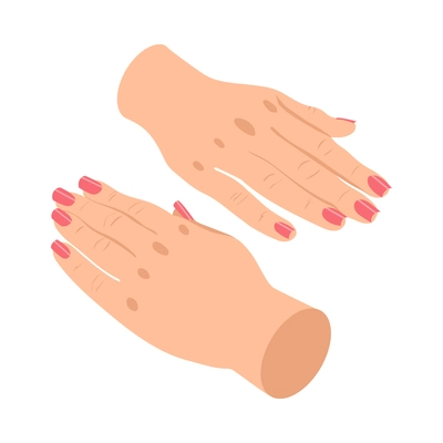 Female hands with pink manicure on nails isometric icon isolated 3d vector illustration