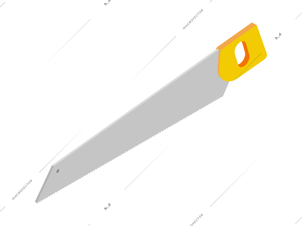 Isometric hand saw with yellow handle icon vector illustration