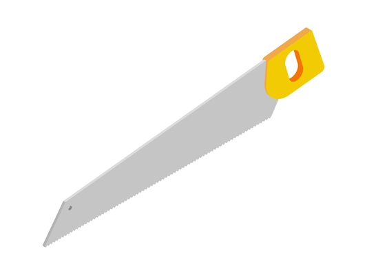 Isometric hand saw with yellow handle icon vector illustration