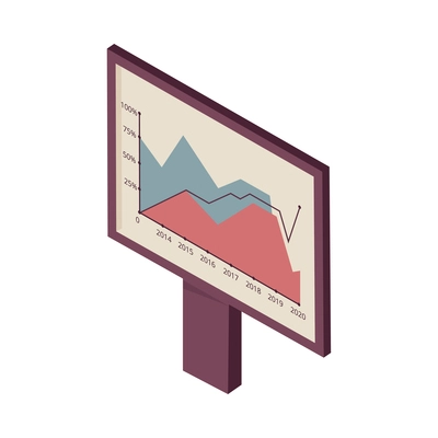 Office presentation board with business chart 3d isometric icon vector illustration