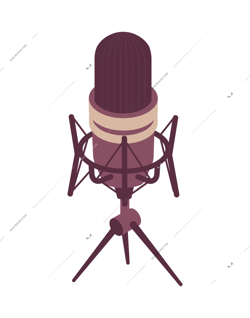 Professional studio microphone on white background isometric vector illustration