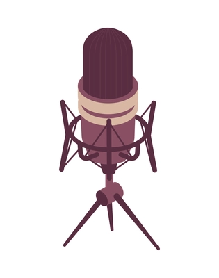 Professional studio microphone on white background isometric vector illustration