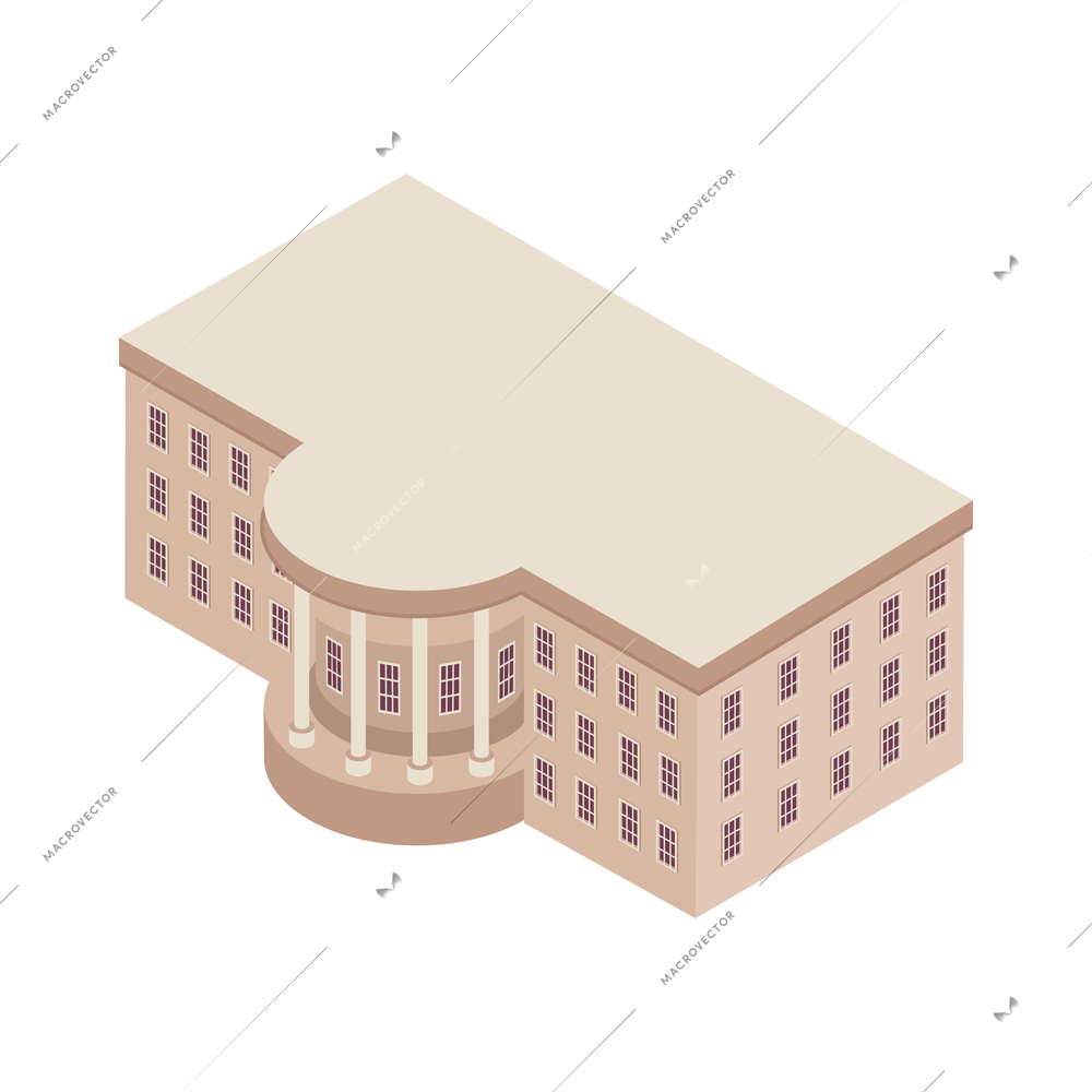 Parliament government building isometric icon on white background 3d vector illustration