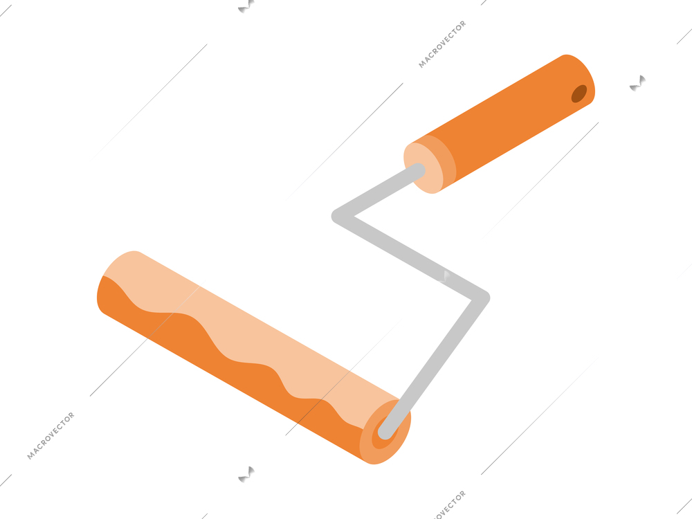 Isometric icon with paint roller tool for construction and renovation 3d vector illustration