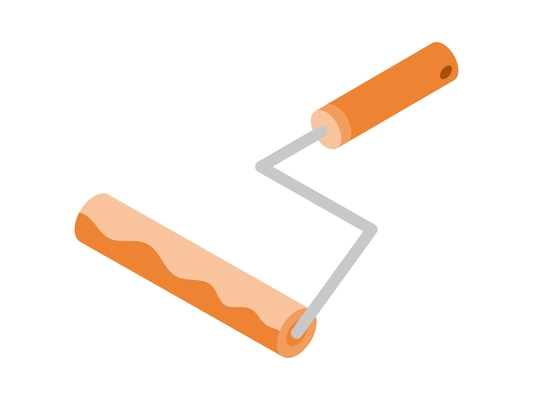 Isometric icon with paint roller tool for construction and renovation 3d vector illustration