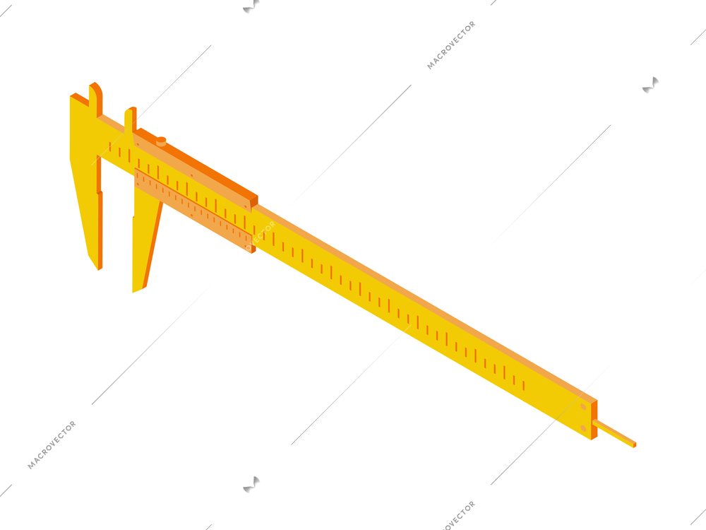 Yellow trammel caliper isometric icon on blank background 3d vector illustration