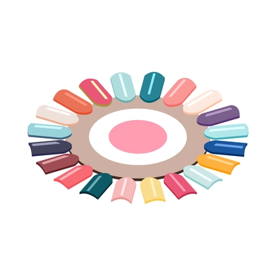 Palette with colorful nail polish swatches isometric icon 3d vector illustration