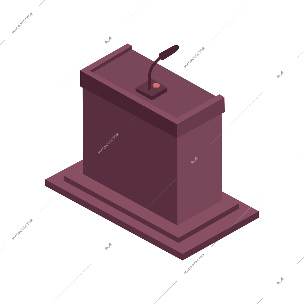 Speaker tribune with microphone isometric icon vector illustration